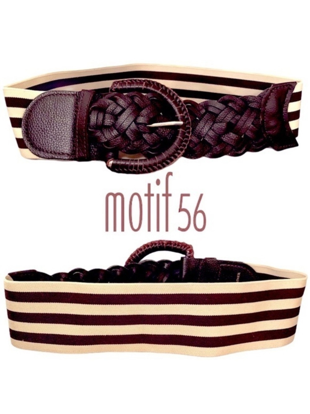 Motif 56 Brown and cream striped leather belt
